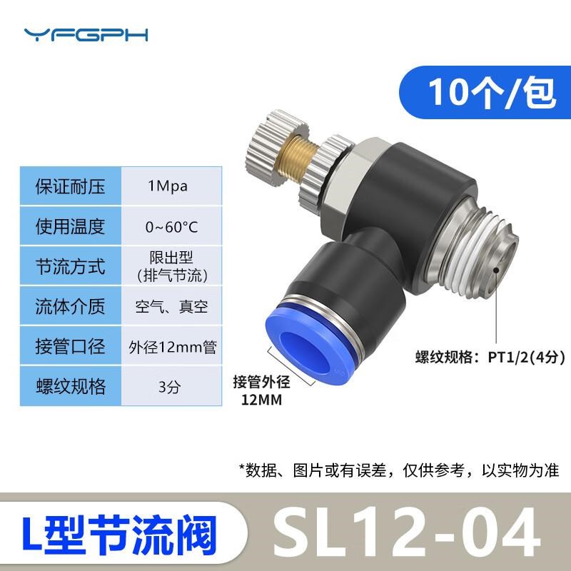 YFGPH节流阀SL12-0410个B/包气管接头气缸调速阀SL可调节流阀