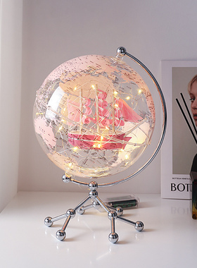 创意水晶球发光透明地球仪摆件客厅轻奢办公室书T桌酒柜装饰品礼
