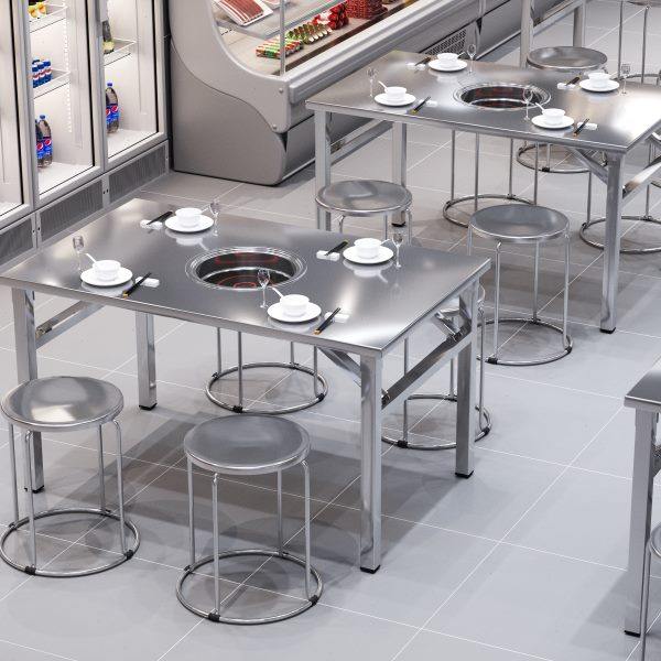 加厚不锈钢火锅电磁炉一体开孔圆桌户外摆摊商用打边炉折叠餐桌,住宅家具,不锈钢/PVC餐桌,淘宝优惠券,粉丝福利购,淘宝优惠卷