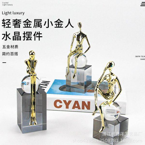 轻奢金属小金人水晶摆件样板房售楼部客厅酒店大厅玄关酒柜工艺品,饰品/流行首饰/时尚饰品新,摆件,淘宝优惠券,粉丝福利购,淘宝优惠卷