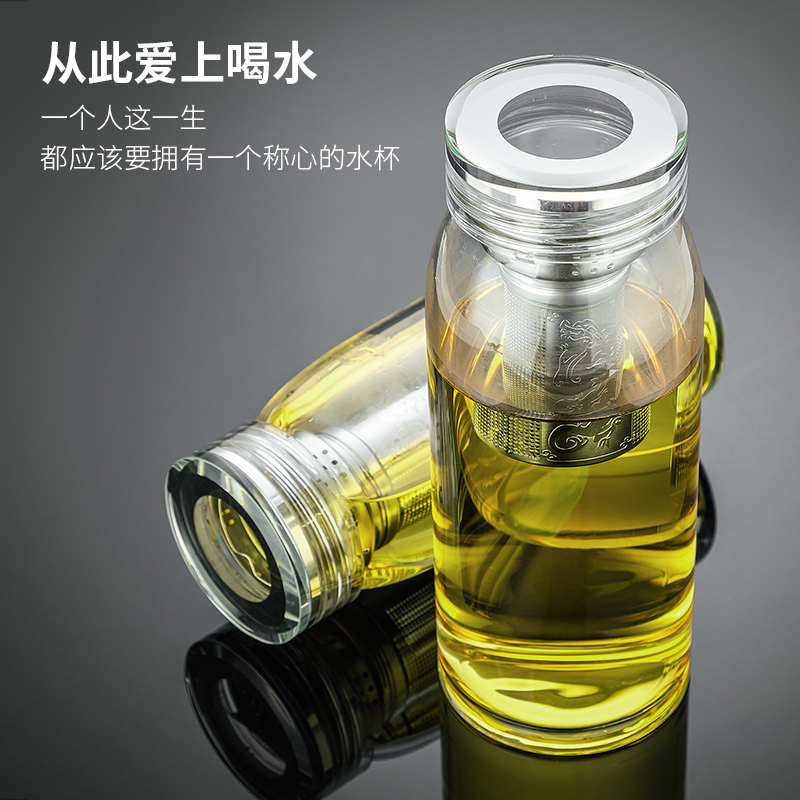 诺岩单层大肚玻璃杯加厚男士新款茶杯1000ml大Q容量高硼硅泡茶水