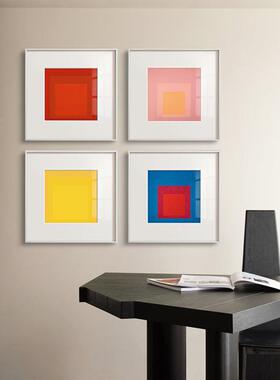 方JosefA波lbers普风抽象彩方块al202407渐变色高级正形组合墙壁