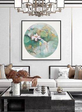 绘画手荷花新油式现代客中厅玄GQ-YHHH-关花卉装饰画