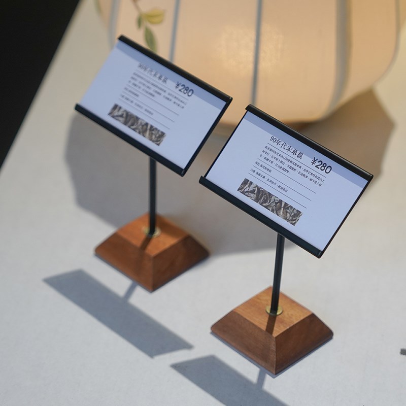 实木台卡展示架留言卡片便签夹高A档价签价格展示牌立式金属标价