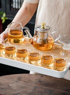 透明玻茶套装家用94850具功夫茶杯茶台简约璃客茶厅办公室泡茶壶