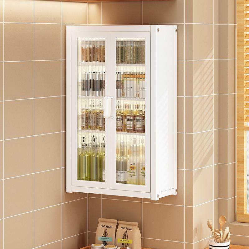 壁挂式墙钉上免厨房置物柜防带柜门调料尘收纳FAK架物放调味品储