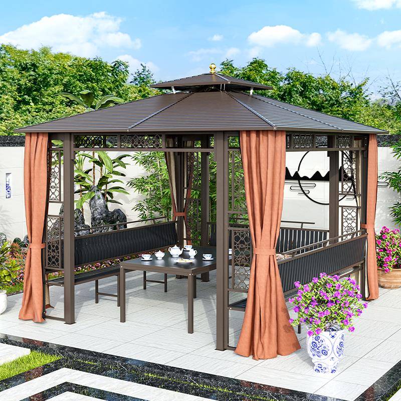 户外凉亭庭别院墅花园遮阳棚铝559合金艺室式外休闲楼顶露台中铁