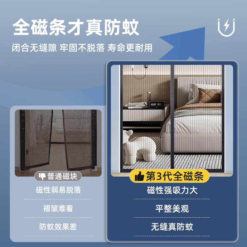 防蚊门帘2025新款高档磁性全磁吸条强力夏天家用金W刚网防蚊虫纱