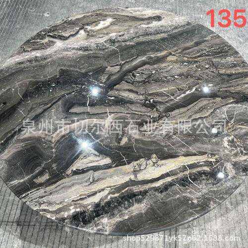 威尼斯棕家大理石台圆餐桌岛橱柜55353板意式装背景墙天然意石材