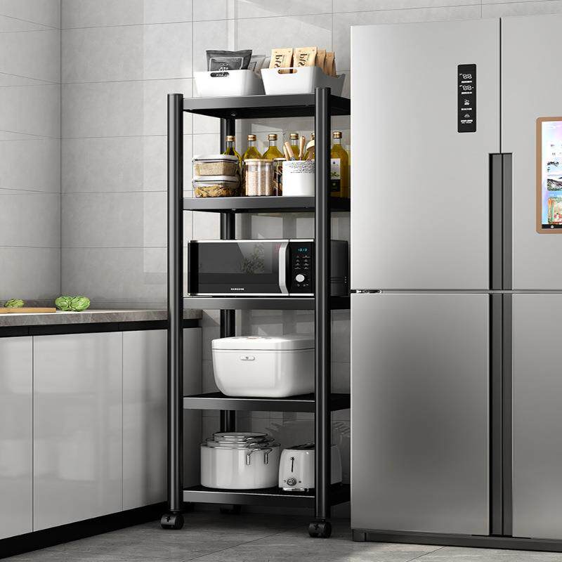 物厨房物落地多层冰箱柜子架子收纳不锈钢置放锅架柜夹缝YAA储锅