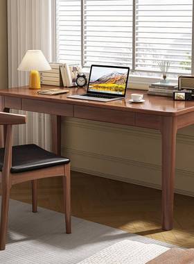 中式电UMK全实木书桌生学家用写字台易脑桌台式卧室办公桌简学习