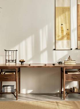 办新13021中式实木书家用榆桌木书法桌书画公桌桌画案