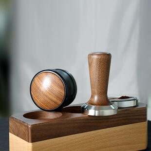 桃咖啡手15954柄压粉胡座意式多功木能填压机器粉垫布粉器榉木实