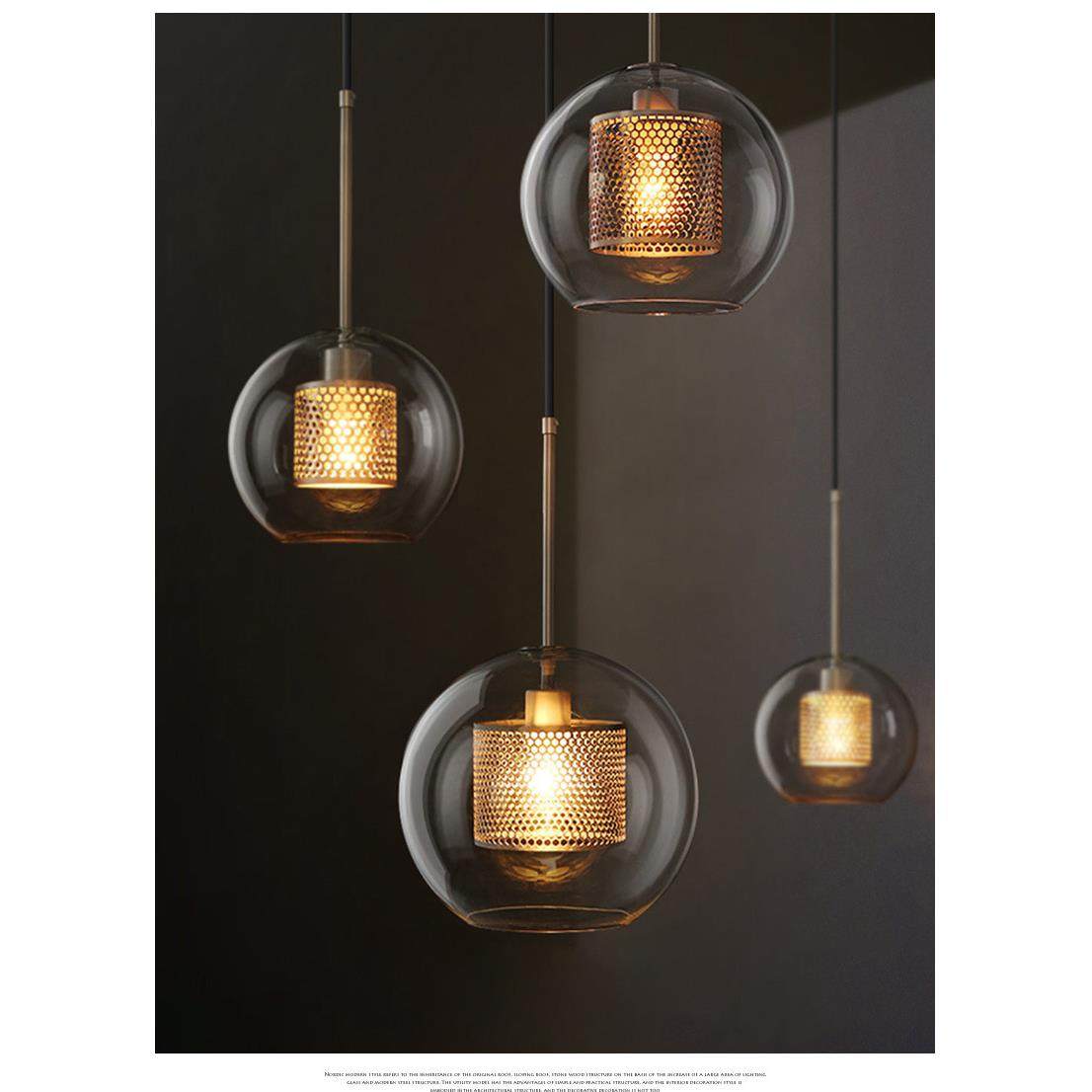 北欧玻璃头吊灯创475意复古工头业风餐厅吧台透咖啡厅床明灯罩单,家装灯饰光源,智能吊灯,淘宝优惠券,粉丝福利购,淘宝优惠卷