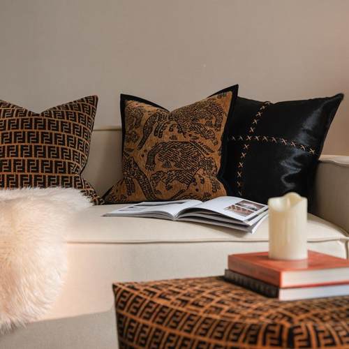 法靠式复古轻奢客厅沙发抱枕美拉德色中样古风名靠宿板间垫床2023