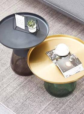 家用璃茶几套装茶桌简约客茶厅组合圆形小户型玻小客厅边几KWM几