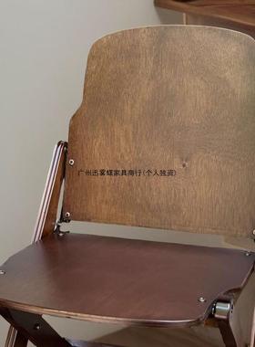 GOH磨复古实木框架有线条折喷漆耐款叠可米特椅平替风琴影院咖啡