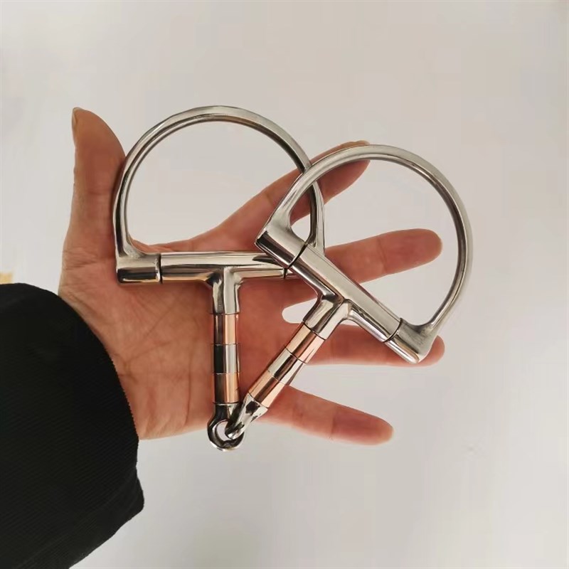 304不锈钢D型两节铜管可转动马具马术用品笼T头衔铁马嚼子口弦
