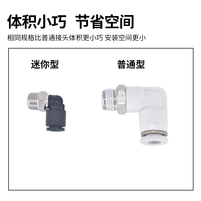 微型迷你接头SL气管快插PC4-M3C/4-M4/6-M5直通螺纹POC弯头PL6-M3