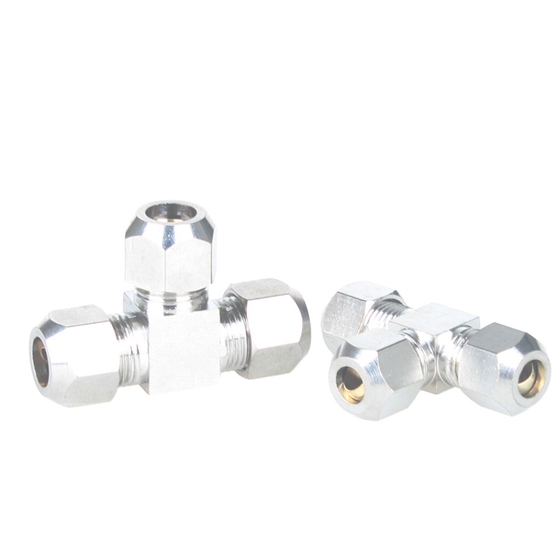 油管T型卡套三通等径卡接分流铜管接头4mm6mm8mm10mm12mm14mm16mm