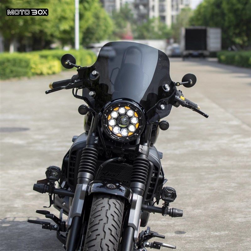 豪爵TR300Plus版改装烟熏黑风挡齿轮大灯前挡风罩导流罩装饰配件