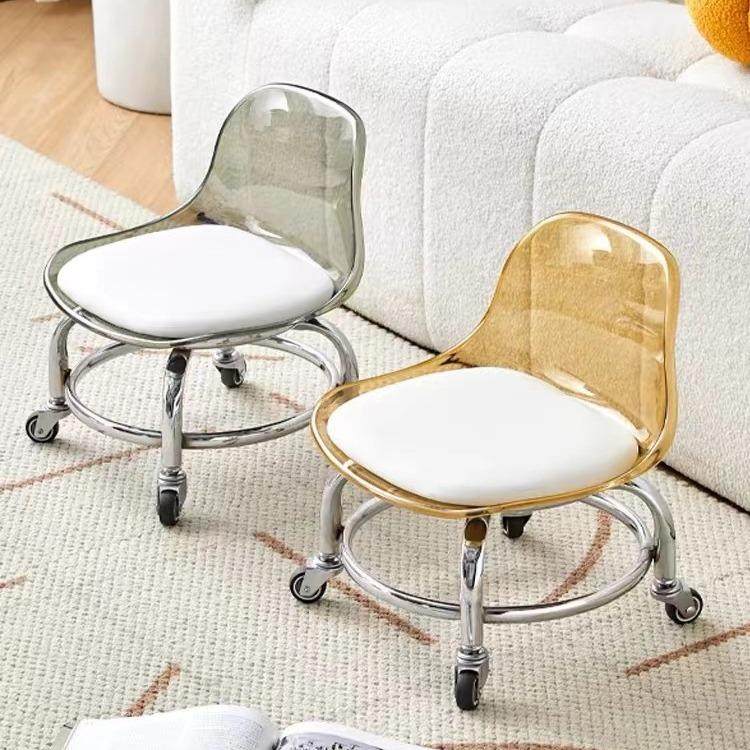 万向轮小凳子带轮家用滑轮矮凳小板凳亚克力靠背小椅子沙发凳圆凳,住宅家具,矮凳,淘宝优惠券,粉丝福利购,淘宝优惠卷
