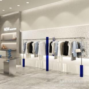 服装店亚克力展示架陈列架商场不锈钢男装店上墙组合收纳架子衣架