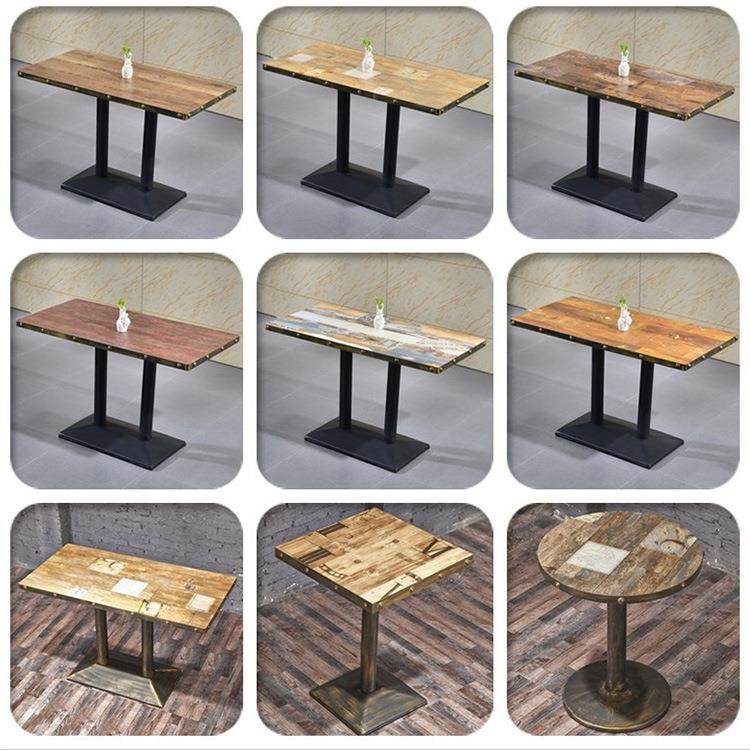 主题餐厅桌椅复古咖啡馆桌椅组合休闲奶茶甜品店小吃饭店长方桌子