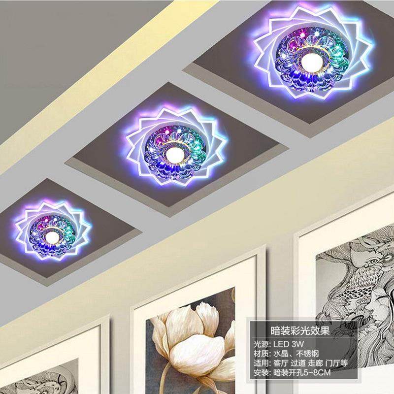 现代简约led水晶灯过道灯七彩走廊射灯玄关入户灯门厅吸顶灯创意,家装灯饰光源,客厅吸顶灯,淘宝优惠券,粉丝福利购,淘宝优惠卷