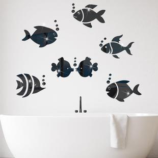 JM534 饰防水自粘 鱼群接吻鱼DIY镜面亚克力墙贴儿童房幼儿园装