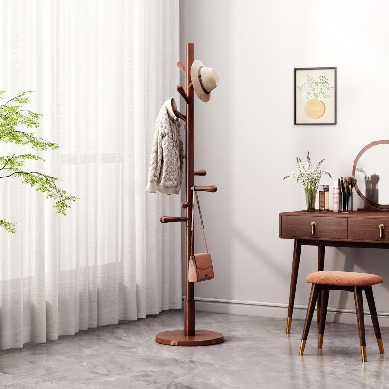 实木衣架子落地卧室不占空间家用衣帽架挂衣杆简易榉木杆式挂衣架