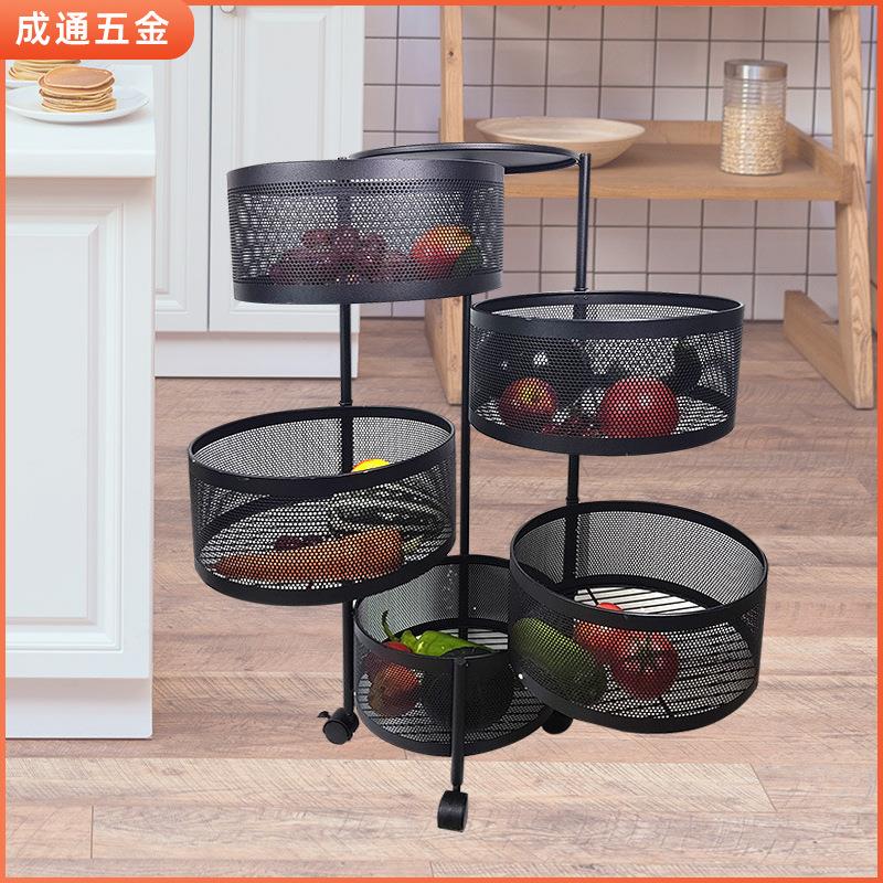 家用小推车置物架多层可移动储物架厨房旋转收纳架蔬菜水果架子