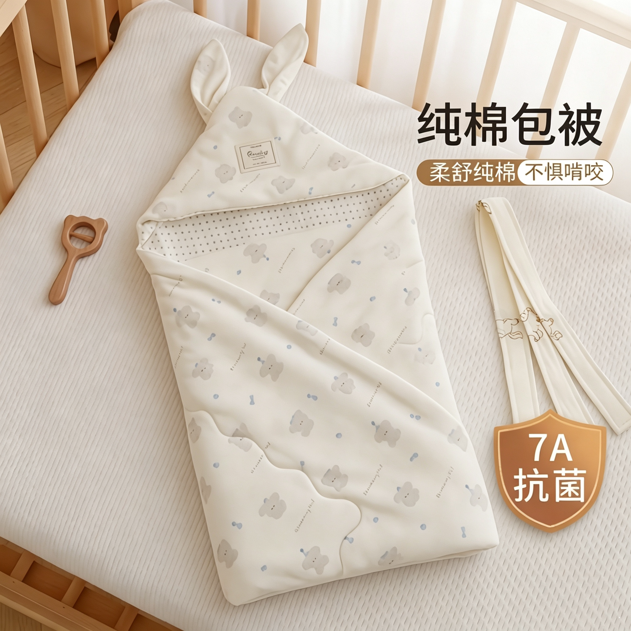 春秋冬款针织纯棉婴儿包被初生儿襁褓抱被透气柔软可机洗宝宝包巾