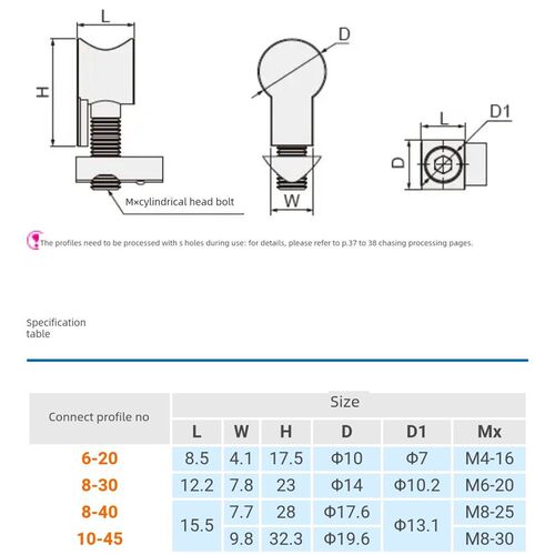 LBJ6-20 8-30 8-40 10-45 LBJD欧标铝型材用口哨内置连接件