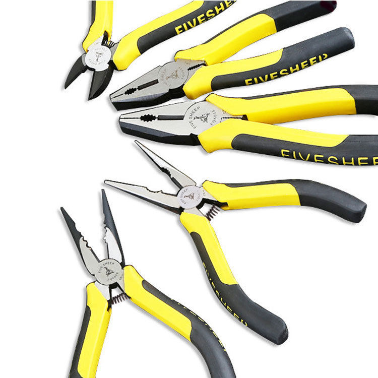五羊8寸钢丝钳德国电工钳5件套装饰品工具钳子多功能尖嘴钳老虎钳