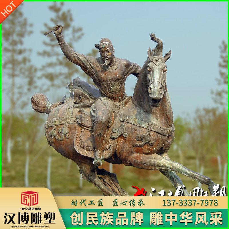 户外广场唐皇打马球人物雕塑景观园林玻I璃钢仿铜古代人物铜雕人