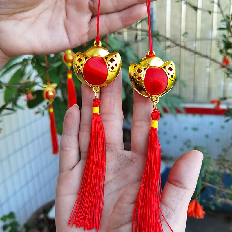 春节新年福字元j宝室内盆景挂件商场活动装饰树小灯笼挂饰场景布