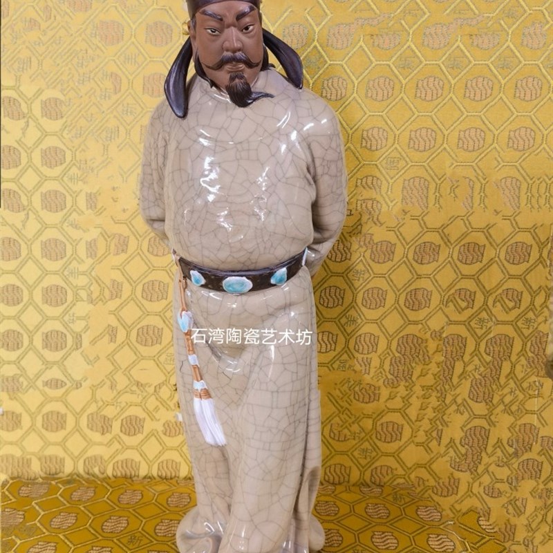石湾陶瓷公仔唐太宗李世民摆件门厅玄关会所创意X装饰历史名人