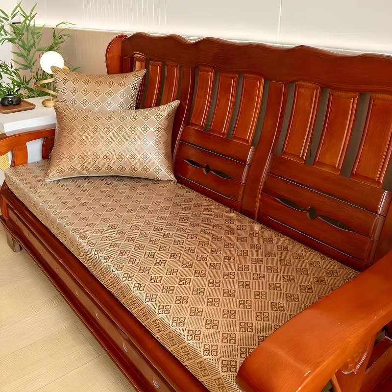夏天木沙发坐软垫藤席老式实木质海绵F垫凉席垫子加厚防滑凉沙发