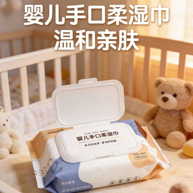 安柔婴儿湿巾带盖手口专用抽便携装温和亲肤母婴通用婴儿手口湿巾