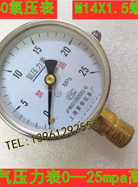 氧气表减压器表头25mpa禁油氧压力2.5荣华仪表Y060