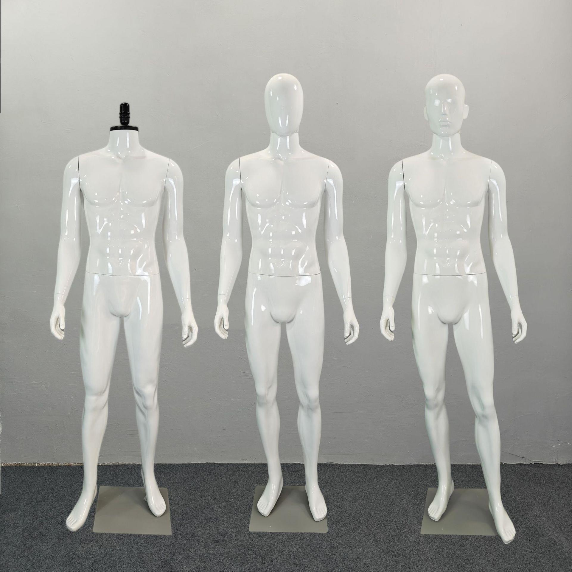 男服装模特展示道具 橱窗男模成人全身亮白烤漆站模假人体送底座
