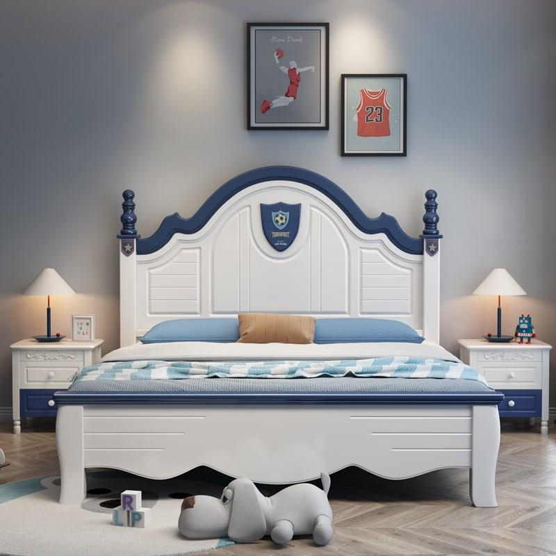 儿童实木床1.35单人床1.5米现代简约女孩公主床1.2储物童床纯实木