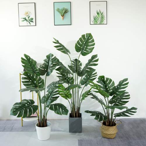 仿真龟背叶龟背竹绿植盆栽北欧大型室内客厅装饰落地摆件假植物