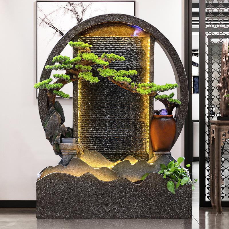 水幕墙流水屏风隔断假山喷泉客厅玄关装饰风水轮公司庭院鱼池造景