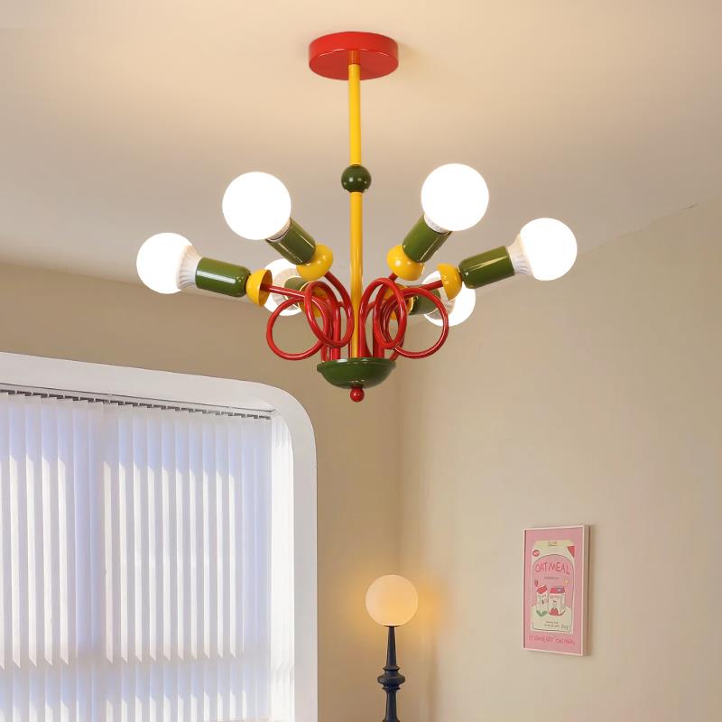 彩色孟菲斯卧室吊灯儿童房间男孩客厅餐厅创意多巴胺少女趣味灯具