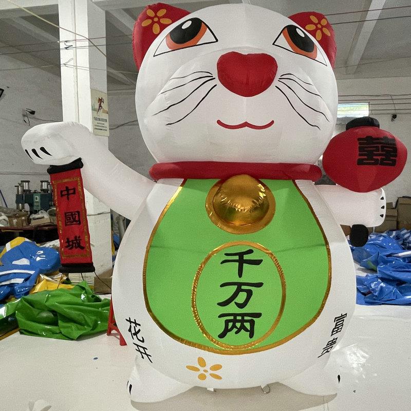 新款充气猫气模定 制仿真动画卡通气模 大型商场广场活动开业装饰