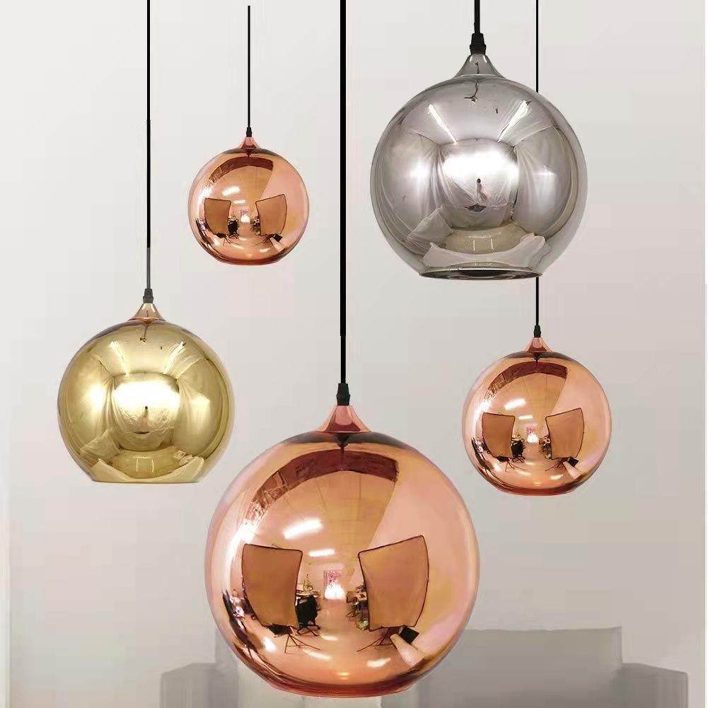 现代简约单头镜面电镀球玻璃圆球小吊灯北欧装饰餐桌吧台餐厅吊灯,家装灯饰光源,智能吊灯,淘宝优惠券,粉丝福利购,淘宝优惠卷