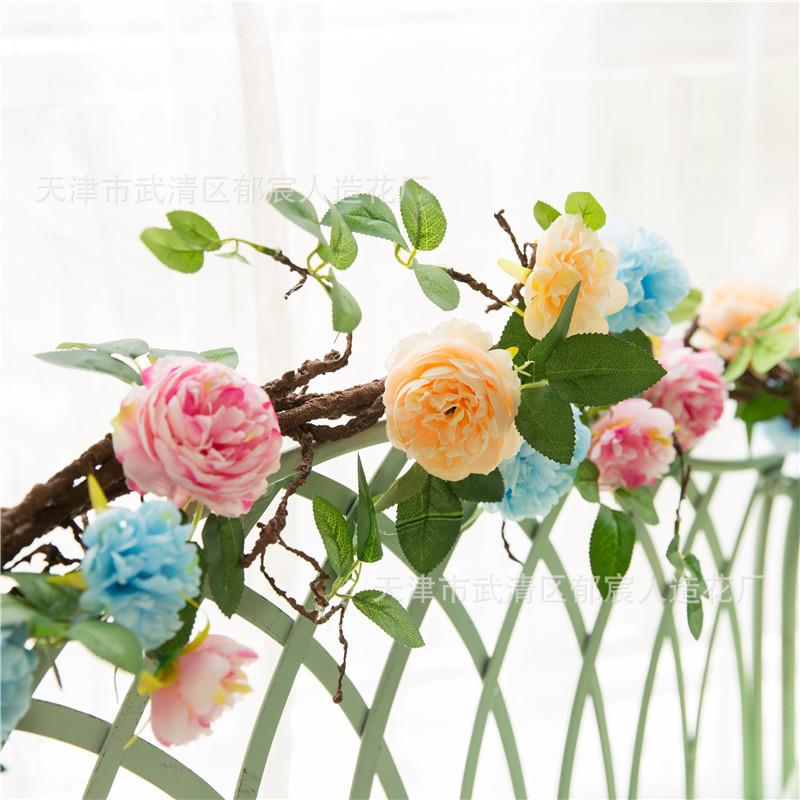 仿真洋牡丹花藤发泡藤条包芯牡丹西洋玫瑰枯藤花藤婚礼装饰藤橱窗