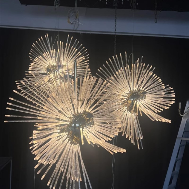 酒店灯宴会厅g蒲公英水晶吊灯展厅艺术装置大型商场购物中心灯定